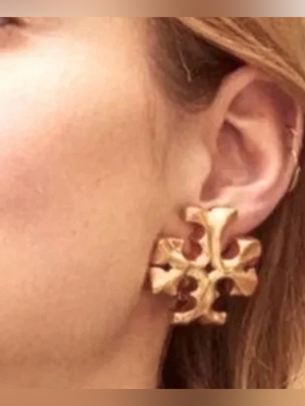 Tory Burch Authentic Bold Double T Golden Roxanne Large Earrings